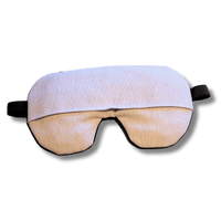 Weighted eye mask with a pastel lilac design on a transparent background