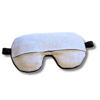 Weighted eye mask with a pastel blue design on a transparent background