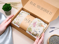 Microwave Wheat Bag with a floral design in a gift box